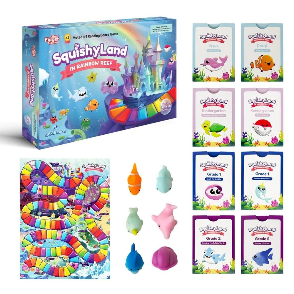 The Fidget Game SquishyLand In Rainbow Reef Multicolor Educational Board Game
